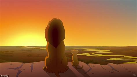 Lion and his cub recreate iconic sunset scene from The Lion King | Daily Mail Online