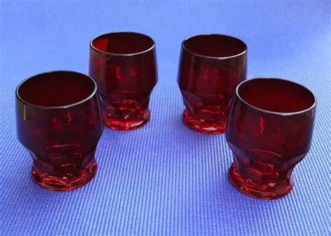 VINTAGE RUBY RED GEORGIAN 8 oz. Drinking Glass Old Fashion Set of 4 $35.00 - PicClick