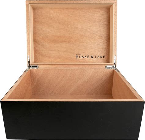 Buy Large Wooden Box with Hinged Lid - Wood Storage Box with Lid ...