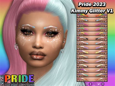 The Sims Resource - Pride 2023 - Kimmy Glitter V1 Eyebrows Glitter Eyebrows, Face Tattoo, Sims ...