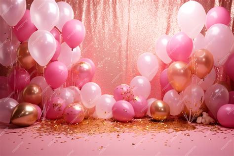 Premium AI Image | Pink Balloon Themed Photography Backdrop