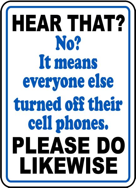 Funny No Cell Phones Sign - Save 10% Instantly