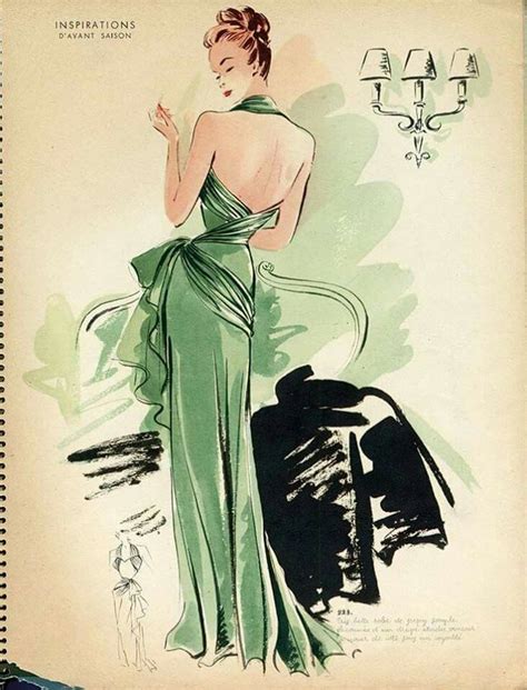 Green Dress Illustration, Fashion Illustration Vintage, Fashion Illustrations, Vintage ...