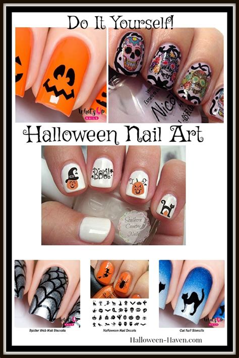 Halloween Nail Art with Decals, and Stencils | Halloween Haven