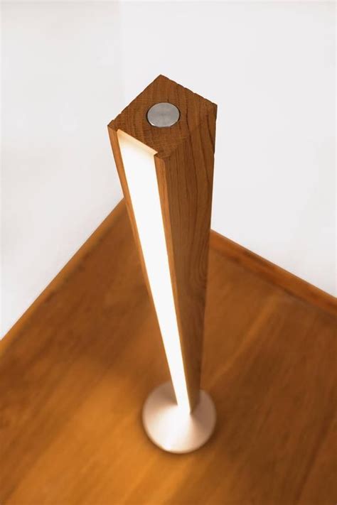 Floor Lamp, Dimmable light, Wooden standing lamp, LED, 140 cm height ...