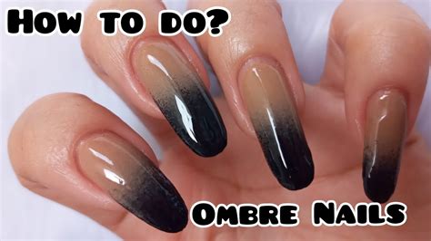 How to Make Nude to Black Ombre Nails At Home | Black to Nude Nail Art ...