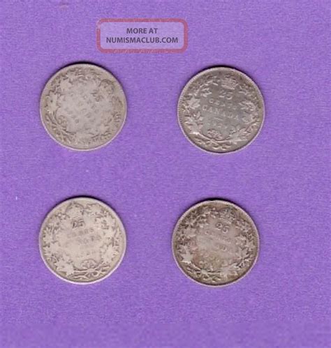 Canada: 4 Silver Quarters; 1928, 1929, 1931 & 1936 Circulated - Sell As Bullion