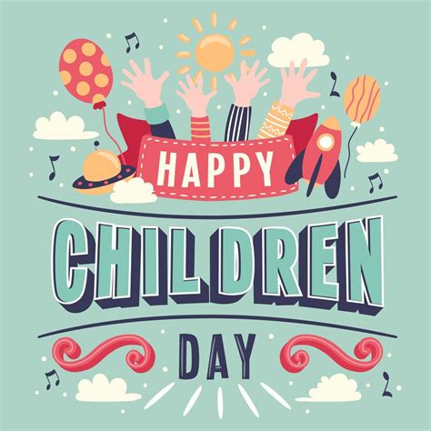 Children's day Hand Lettering vector background. Happy Children's Day. Happy children's day ...