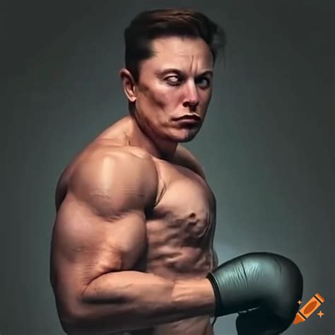 Elon musk in boxing gloves and muscular on Craiyon