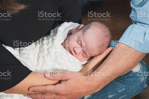 Cropped Image Of A Cute Adorable Baby Sleeping Together His Parents Family New Life Childhood ...