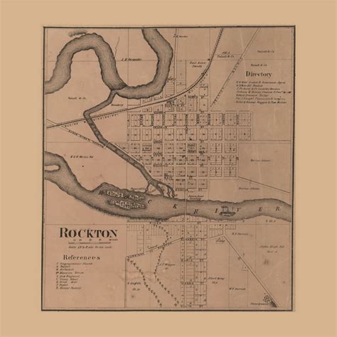 Rockton Village, Illinois 1859 Old Town Map Custom Print - Winnebago Co ...