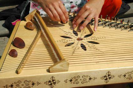 The Latvian kokle is a stringed instrument that is played while resting on the knees or on a ...