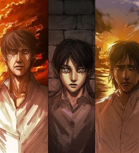 eren yeager, grisha yeager, and eren kruger (shingeki no kyojin) drawn ...