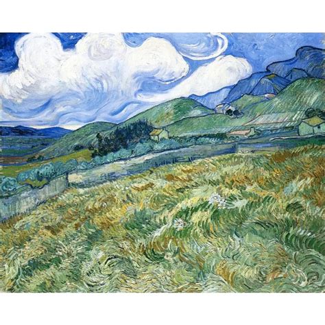 Landscapes art Wheatfield with Mountains in the Background by Vincent Van Gogh oil paintings ...