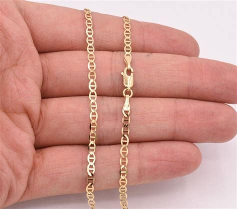 3.2mm Mariner Anchor Link Chain Necklace Real Solid 10K Yellow Gold | eBay