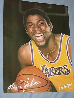 Original 1980 Lakers Magic Johnson Full-Size 19x25in. Basketball 7Up ...