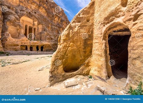 Sandstone Caves In Little Petra, Ancient City Of Petra, Jordan ...