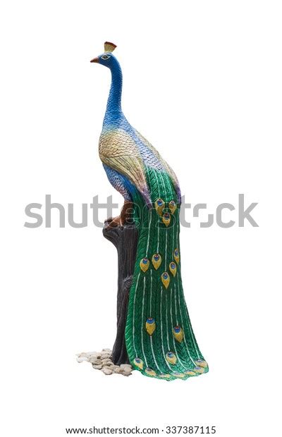 Peacock Statue Isolated On White Background Stock Photo 337387115 ...