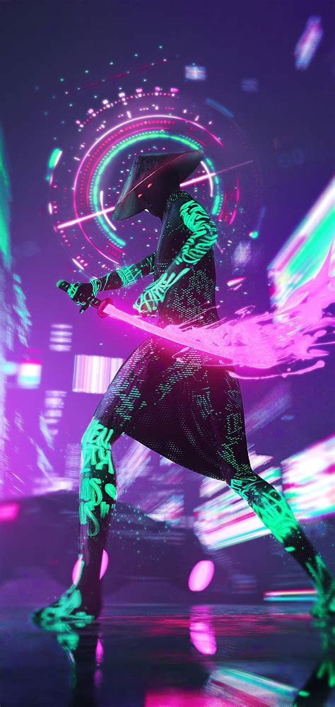 Neon Samurai : r/phonewallpapers