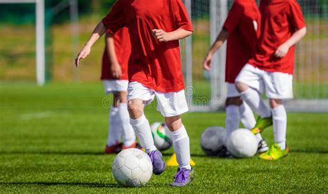 Boys Training Soccer on the Soccer Field. Children Football Training Stock Image - Image of foul ...