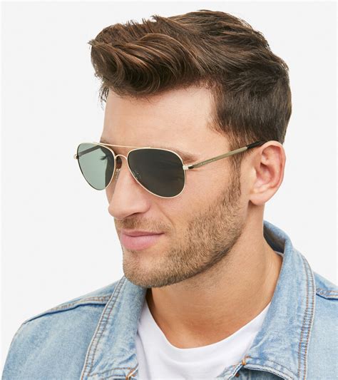 Mens Gold Aviator Sunglasses