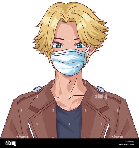 young man using face mask anime character Stock Vector Image & Art - Alamy