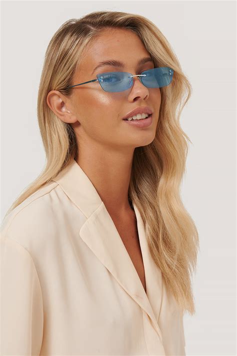 Frameless Slim Metal Sunglasses Blue | NA-KD
