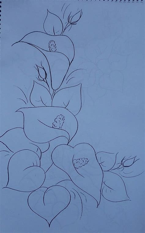 How to draw a lily - use as basis for watercolor painting.: | Fabric painting, Flower drawing ...