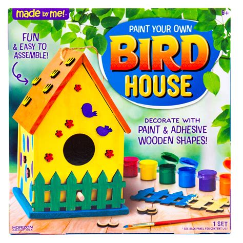 Made by Me Wooden Bird House Kit with 3D Wooden Embellishments - Walmart.com - Walmart.com