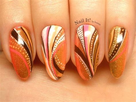 fall gel nail designs zdobenu dgo prote nails art | Pink nail designs ...