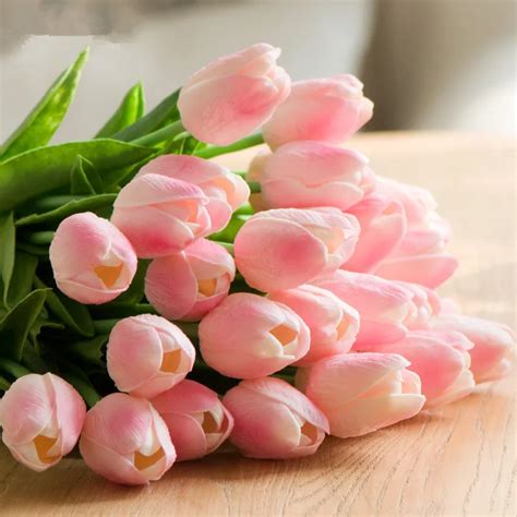 High-Quality-1pcs-White-Pink-Tulip-Pu-Mini-Tulip-Real-Touch-Flower ...