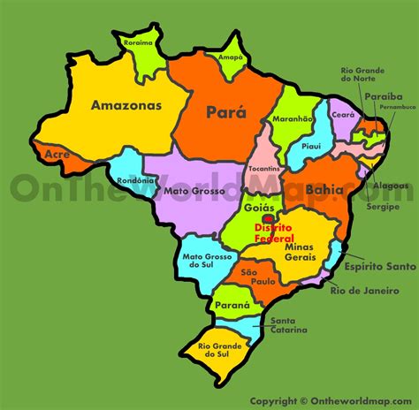 Brazil states map (Administrative map of Brazil) - Ontheworldmap.com