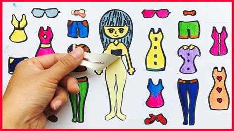 CÁCH LÀM HÌNH DÁN BÚP BÊ VÀ QUẦN ÁO VÁY ĐẦM ĐỂ CHƠI THAY ĐỒ - DIY STICKER DOLL FOR KIDS (Chim ...