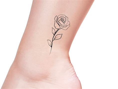 Rose Outline Temporary Tattoo / Rose Tattoo / Flower Tattoo / - Etsy