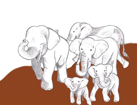 Elephant Family Drawing at GetDrawings | Free download