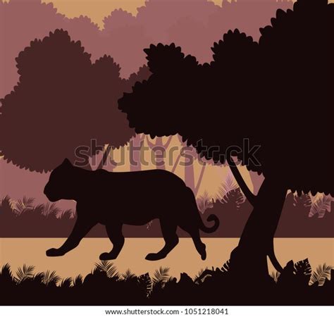 Tiger Jungle Black Silhouette Stock Vector (Royalty Free) 1051218041 | Shutterstock