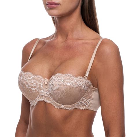 Strapless Push Up Bra Multiway Sexy Balcony Lace Padded Plunge Bras for ...