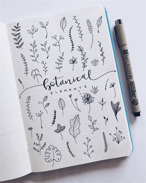 Botanical Doodle Ideas for Bullet Journals | Bullet journal writing ...