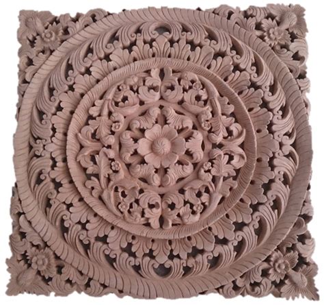 Teak Wood Carving Wall Art Natural Colour – Akha