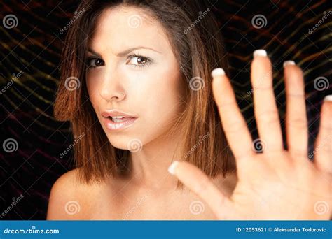 Women with hand stop sign stock image. Image of stop - 12053621