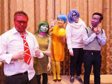 DIY Inside Out costumes. Good for theme party! #insideout#costumes#joy#fear#anger#disgust# ...
