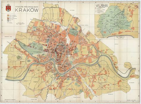 Kraków Map, Old Map of Kraków, Kraków Print, Krakow Plan, Krakow City ...