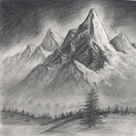 Mountain Scene Drawing Related Keywords & Suggestions - Mountain ...