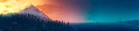 green leafed trees #landscape #mountains The Witcher 3: Wild Hunt #panoramas #5K #wallpaper # ...