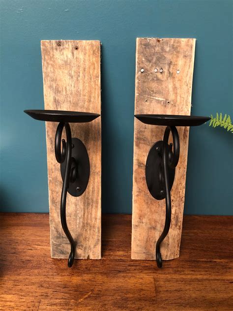 Reclaimed Rustic Farmhouse Wall Sconces Wood Metal Spiral | Etsy in 2021 | Farmhouse wall ...