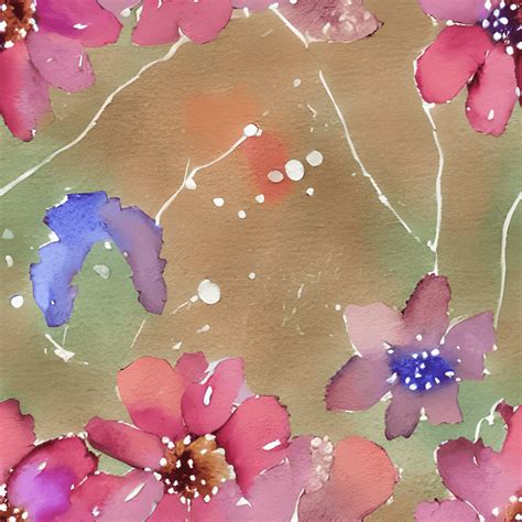 Watercolor Flowers on Brown Background · Creative Fabrica