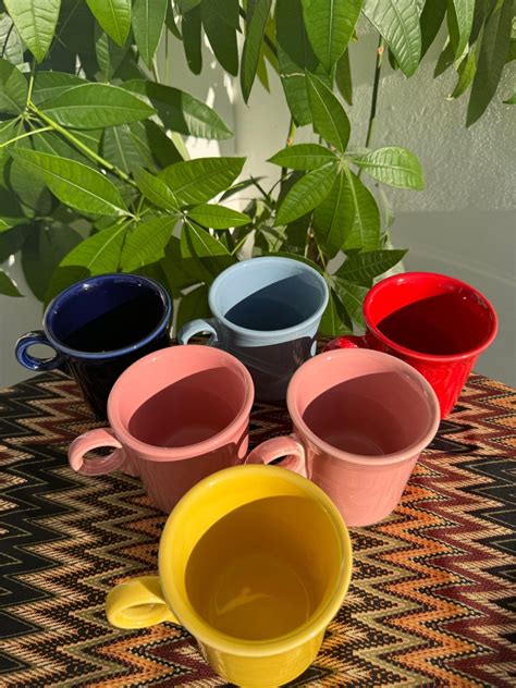 Funky Vintage Colorful Coffee Mugs Set of 6 Mini Ivory Bud Vases Amber Glass Cruet Set - Etsy