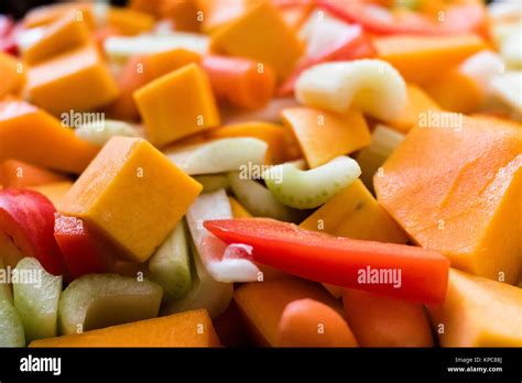 Winter Vegetables Awaiting Roasting Stock Photo - Alamy