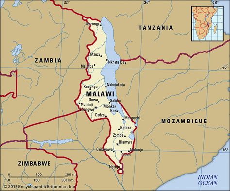 Map of Malawi and geographical facts, Where Malawi is on the world map - World atlas