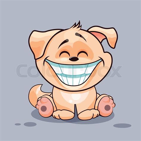 Vector Stock Illustration isolated Emoji character cartoon dog with a huge smile from ear to ear ...